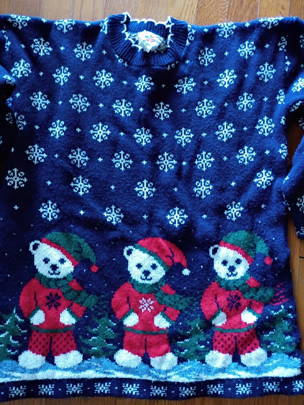 Vintage Nutcracker Polar Teddy Bear Snowflake Sweater Women's size Small